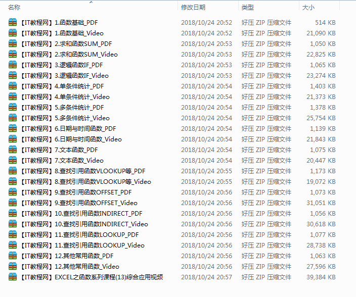 Excel 之函数系列课程全集（13集）_电脑办公教程