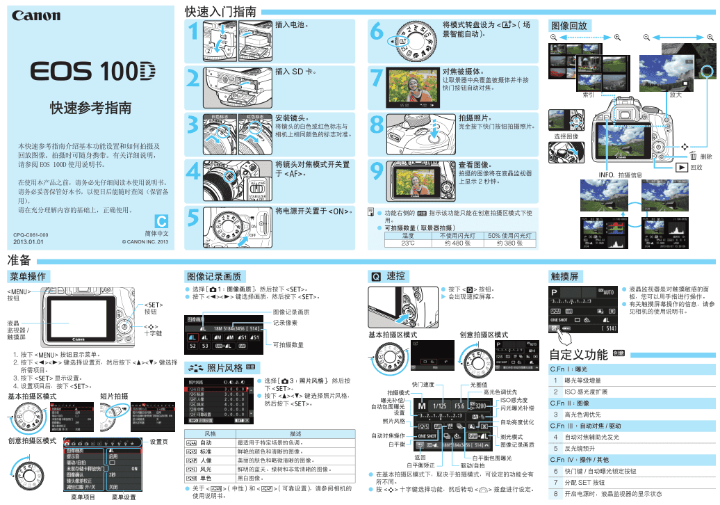 EOS_100D_快速参考指南_美工教程