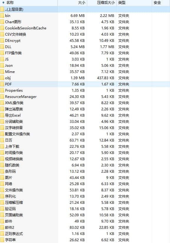 最新C#类库典藏版源码包含有FTP操作类、导出Excel、文件操作类、弹出消息类等