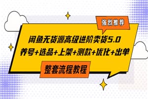 闲鱼无货源高级进阶卖货5.0，养号+选品+上架+测款+优化+出单整套流程教程