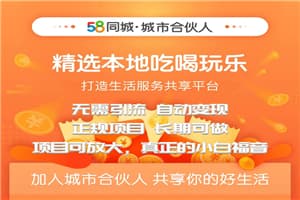 58同城城市合伙人自动赚收益项目，长期稳定，项目可放大
