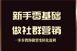 新手零基础做社群营销，一步步教你做裂变转化盈利