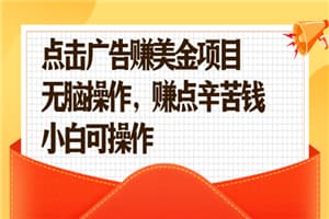 点击广告赚美金项目，无脑操作，赚点辛苦钱 小白可操作