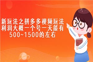 全新拼多多视频玩法，单号利润1500+/天