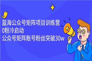 蓝海公众号矩阵项目训练营，0粉冷启动，公众号矩阵账号粉丝突破30w