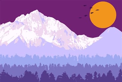 HTML5 SVG雪山树林场景特效